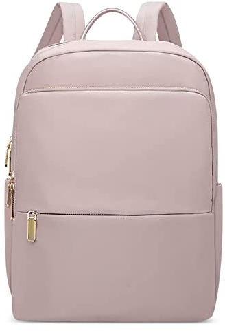 DIRRONA Damenrucksack Modern Leicht, Laptop Rucksack 14 Zoll Tagesrucksack Damen Elegant Rucksack Uni Rucksack Diebstahlsicher Damen Groß Arbeit Reisen Freizeit GeschäFt Zartrosa
