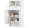 GOPLUS Mueble de Baño con 2 Cajones, Armario de Doble Puerta con Estante Ajustable, Mueble de Madera Multiusos para Cocina, Baño, 60cm x 30cm x 109 cm (Blanco)
