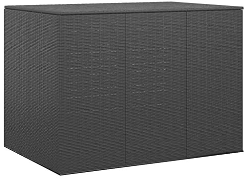 homiuse 145x100x103 cm Garten-Kissenbox PE Rattan Schwarz Aufbewahrungsbox Gartenbox Aufbewahrungstruhe Kissenbox Outdoor Wasserdicht Rattan Box Gartenbox Klein Gasdruckfeder Witterungsbeständigen