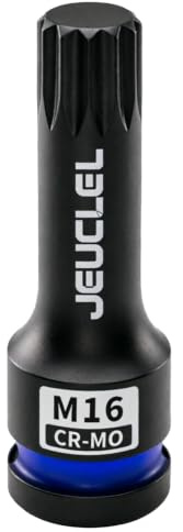 JEUCLEL M16 Triple douille carrée cannelée à impact, 16 mm métrique 1/2, triple douille carrée, adaptateur de tournevis en acier Cr-Mo