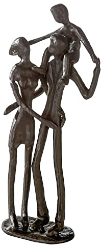 Casablanca Design Skulptur Parents Familie mit Kind Höhe 19 cm Breite 8 cm aus Eisen brüniert Mutter Vater Kind Eltern Wohnzimmer Skulpturen Deko Modern