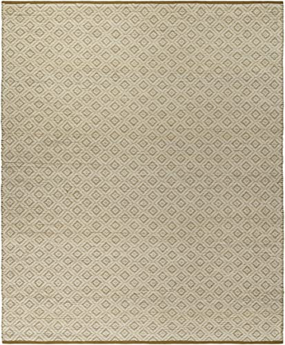 Hauteloom Irela Boho Hand Woven Natural Fiber Wool and Jute Blend Soft Area Rug - Farmhouse Geometric Diamond Carpet - Cream, Beige, Ivory - 8' x 10'