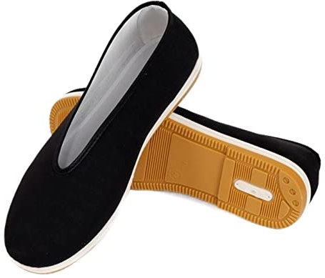 JIMNOO Traditionnel Chinois Kung Fu Coton Noir Tissu Tai-chi Vieux pékin décontracté Sport Fitness entraînement Art Martial entraînement Chaussure (Color : Black, Size : 36 EU)