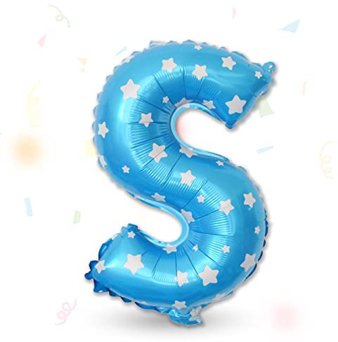 FUNXGO Folienballon Buchstaben Blau S - Buchstaben Luftballon Klein S - ca. 40cm Nur Luftfüllung - Ideal für Geburtstag, Hochzeit & Party Deko - Ballon Buchstabe S Blau