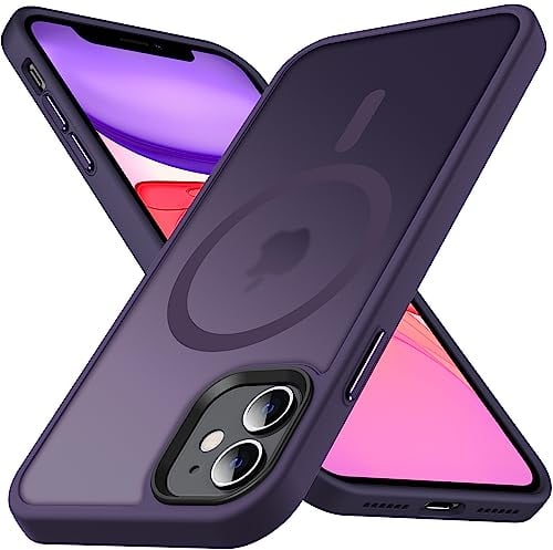 Anqrp Designed for iPhone 11 Magnetic Case, Compatible with Magsafe, Shockproof Soft TPU Bumper, Scratch-Resistant Back, Anti Fingerprint for iPhone 11 Cover 6.1, Dark Purple