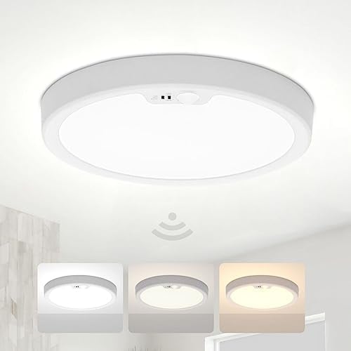 Yafido 18W LED-Deckenleuchte mit Bewegungsmelder, Ø22 ultraschlanke runde Deckenlampe mit 1620lm, 3000K-6000K deckenleuchte flach für Flure, Veranden, Garagen, Eingänge, Treppenhäuser