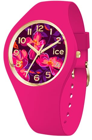ICE-WATCH - Ice Flower Fuschia Blossom - Montre Rose pour Femme avec Bracelet en Silicone - 021738 (Small +)