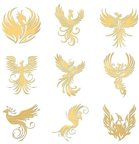 OLYCRAFT 9 Stück 4x4cm Phönix Themen Aufkleber Feuer Phoenix Stempelaufkleber Selbstklebende Goldene Metallaufkleber Feuriger Phönix Metallaufkleber Für Sammelalben DIY Basteln Telefondekoration