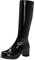 Stivali Alti Color Caramella Lucidi Donna,Stivali Cavallerizzo Zip Laterale per sfilate di Moda Casual,Stivali al Ginocchio Tacco Pelle Verniciata Sexy,Nero,38 EU