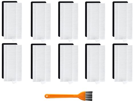 10 Stück Hepa-Filter für Tikom G8000/G8000 Pro/Honiture G20 Roboter-Staubsauger-Ersatz, 1 Reinigungsbürste