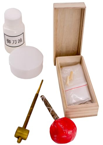 G8DS Samurai Pflegeset für Samuraischwerter - 5 teiliges Set in Holzbox Katana Samurai Schwerter - Ninja Cosplay Deko Training Rollenspiele Sammler Outdoor Freizeit Hobby