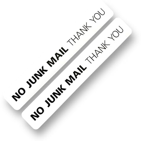 Sticker Gold 2 Pack - Small 120mm X 20mm NO Junk Mail Self Adhesive Stickers - Sign, Letter Box, Front Door, Flyers, Leaflets, Canvasing, Warning, Notice