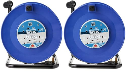 masterplug HDCC5013/4BL-MP - Masterplug HDCC5013/4BL 50m 13A 4-Socket Open Cable Reel (Pack of 2)