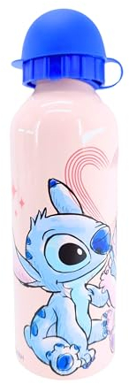 Disney Stitch Bouteille Réutilisable, Stitch et Angel Conception en Aluminium Résistant, Gourde pour Filles, Bouteille de Voyage, Capacité 500 ml (Bleu Foncé)