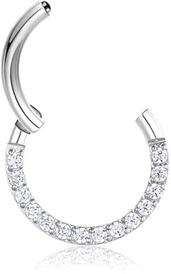 Lantine 16g Septum-Piercing Scharnier-Segment-Clicker Daith Piercing CZ+Chirurgenstahl Tragus Rook 8mm
