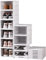 Heikoeco® Schuhboxen Stapelbar Transparent, Faltbar, Schuh Organizer mit Tür, Installationsfrei und Tragbare Schuhbox, für Schuhe bis Größe 46 (6 Ebenen)