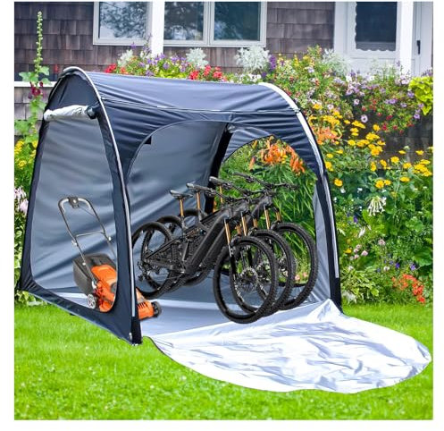 Abri Velo Exterieur Pliable pour 2/3/4/5 Vélos - Tente Cuisine Camping Moto Exterieur, Black