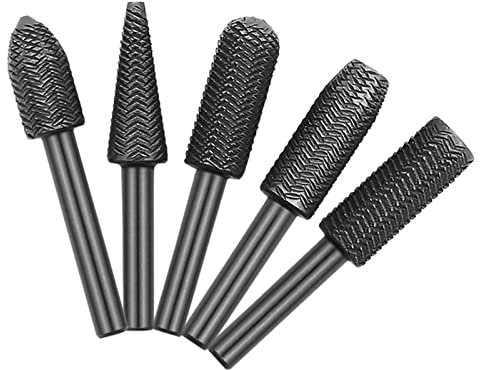 5 Pcs Woodworking Twist Drill Bits Wood Carving File Rasp Drill Bits Electrical Tools Woodworking Rasp Rotating Embossed Rotary Files for Wood Electric Grinding Head Woodworking Tools