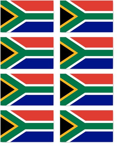 Aufkleber: 100x60 mm, 8 Stück - Flagge - Südafrika - ZA - für Auto, Koffer, Laptop und mehr