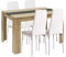 FURNITABLE Esstisch mit 4 Stühlen Esszimmergruppe, 4er Set Esszimmerstühle und Rechteckig Holztisch Essgruppe für Wohnzimmer Küche Büro (110 * 70cm Tisch+4 Weiß Stühle)