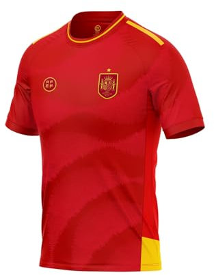 RFEF - Réplica Camiseta Oficial Selección Española de Fútbol - 100% Poliester Transpirable - Primera Equipación España Eurocopa 2024 - Equipación Selección Española - Sistema Aerodry - Talla XS