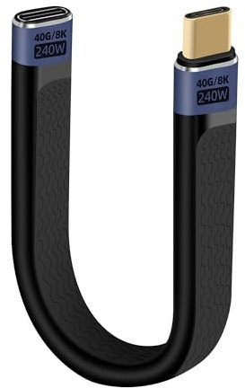 RIIEYOCA 40Gbps USB C Extension Cable Short, PD240W USB C Male to Female FPC Flat Cable, Supports 8K@60Hz UHD Video Output, Flat Flexible Cable for Phones, Power Bank, SSD (mf)