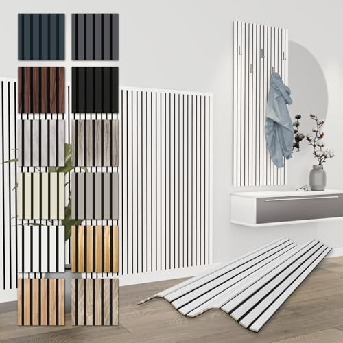 HEXIM Akustikpaneele 4 Stück 138,5x60cm Holz Comfort - flexible Holzpaneele Platten Lamellenwand Holz MDF Wandpaneele Lamellenverkleidung Wandverkleidung schalldämmend (3.32m² White)