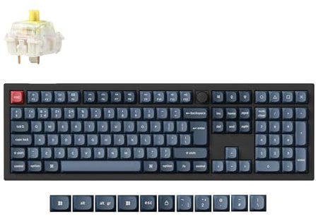 Keychron V6 Max Full Size Custom Knob Mechanical Keyboard, QMK/VIA Programmable Wireless Bluetooth 5.1/2.4 GHz/Wired with RGB Hot-swappable Gateron Jupiter Banana Switch for Mac Win Linux - UK Layout