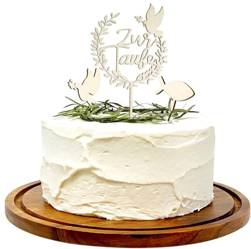 GEEHUA 3pcs Cake Topper Taufe, Holz Luv Taufe Meine Taufe Deko Taufe Tortendeko Taufe Party Dekoration für Junge Mädchen 20x14cm/7.8x5.9in(Luv Taufe)