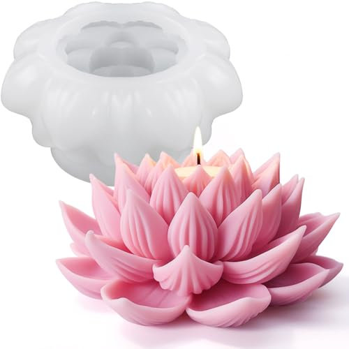 Molde de vela de loto 3D para velas perfumadas, molde de silicona para aromaterapia, suministros para hacer velas, moldes de jabón, moldes de resina, decoración del hogar, moldes de silicona floral