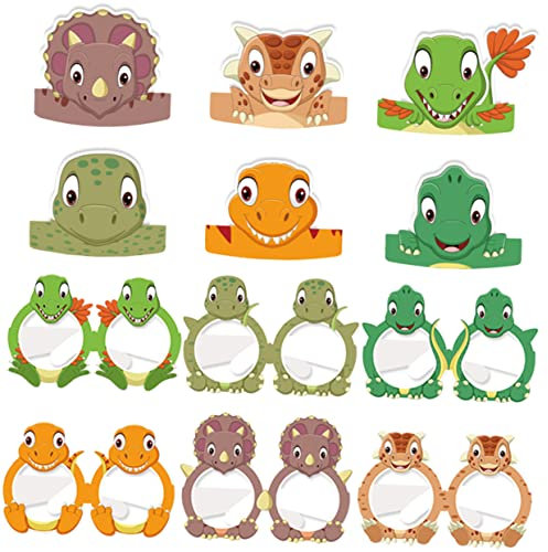 GREENADSCAPE 12pcs Dinosaurier Papier Hut Geburtstag Gläser Kreative Jungen Und Mädchen Party Supplies Event Dekorationen Requisiten