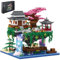 CAXIMSY Cherry Blossom Bonsai Tree House Architecture Building Block Sets Japanese Peach Blossom Pool Micro Mini Treehouse Building Model Toy Gift for Kids Adults 3880 pieces