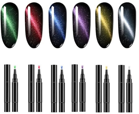 Polishey 6 Colors OneStep Gel Nail Polish Pens UK - 3In1 UV Nail Varnish Quick Dry Set for DIY Nail Art - Tools for Women and Girls