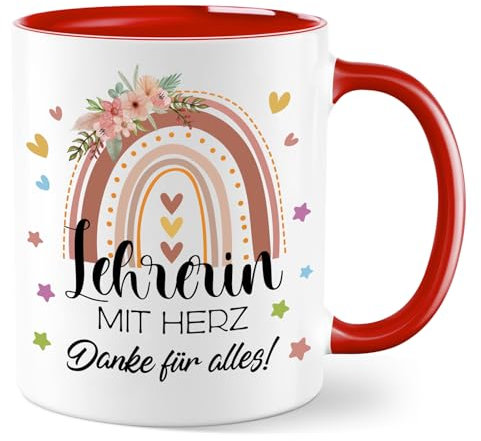 Lehrerin Geschenk Tasse, Tasse Lehrerin, Abschiedsgeschenk Lehrerin, Dankeschön Geschenke Kaffeetasse - Lehrerin mit Herz, Danke für alles!