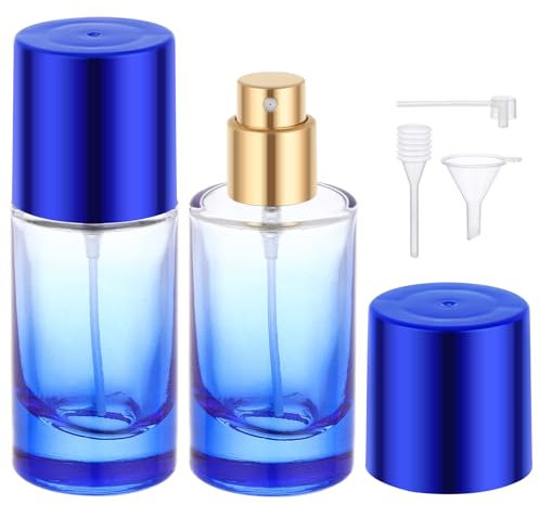 Segbeauty Parfum Zerstäuber für Unterwegs, 2 Stück 20ml Parfümzerstäuber Glas, Nachfüllbar und Tragbare, Parfum Flakon Leer für Damen und Herren (Blau)