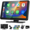 TOUTBIEN Autoradio 9 Écran Tactile, CarPlay & Android Auto sans Fil, Bluetooth 5.0, 1080P Caméra de Recul, 4K Dashcam, Navigation GPS, Mirror Link, Siri et G-oogle Assistant, FM, AUX, Carte TF 64Go