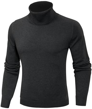 Sykooria Pull Homme Col Roulé en Tricot Hiver Pull-Over à Manches Longues Sweater Chandails en Maille Slim Fit Chaud