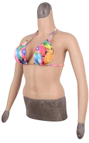 XZZXQNB Color 3,Style 2, Crossdressers Silicone Breastplate Breast Forms with Arms Half Body High Collar Fake Boobs for Drag Queen Transgender