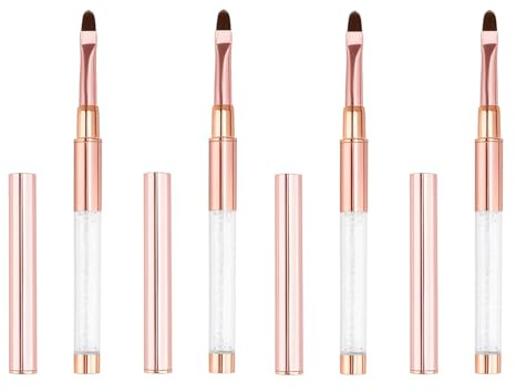 4 Stk Pinsel für Gelnägel UV Nageldesign mit Deckel | Nagelpinsel Set zum Malen und Verzieren von Gelnägeln, professionelle Nail Brush für Nagelkunst und Nagelzubehör