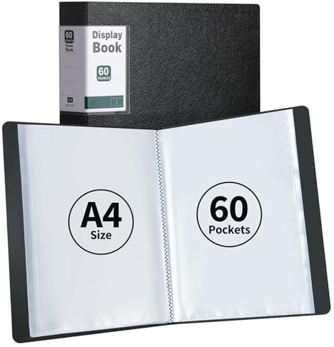 DONGLI Lot de 2 Porte Vue,Protège-Documents A4 avec 60 Pochettes(Noir) | Chemises à pochettes transparentes