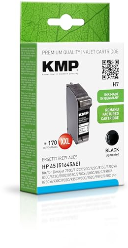 KMP Tintenpatrone passend für HP 45 Black (51645AE) - H7 - für Deskjet 710C 712C 720C 722C 815C 820Cxi 830C 832C 850C 855C 870Cxi 880C 882C 89... etc.