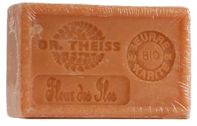Dr Theiss - Savon de Marseille Fleurs des Îles - Pain de Savon au Beurre de Karité Bio et à l'Huile d'Olive Bio - Savon de Marseille Authentique - 125gr