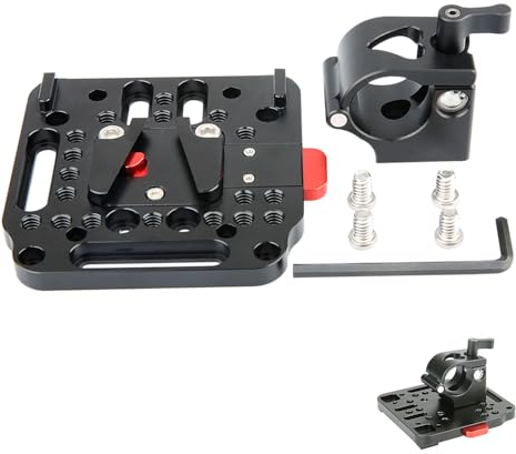 V Mount Battery Plate Batterie Platte,NICEYRIG V Mount Batterieplatte Battery Plate mit Dual 25mm Rod Clamp, V-Akkuplattenadapter Kompatibel mit für DJI Ronin-m Ronin-mx Gimbal Stabilisator