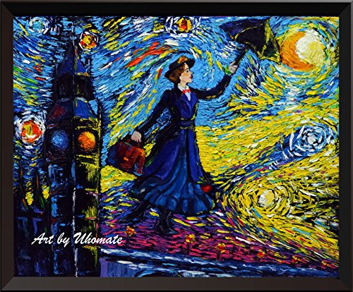 Uhomate Mary Poppins Vincent Van Gogh Sternennacht Poster Home Leinwand Wandkunst Kinderzimmer Dekor Wohnzimmer Wanddekoration A066 (20,3 x 25,4 cm)