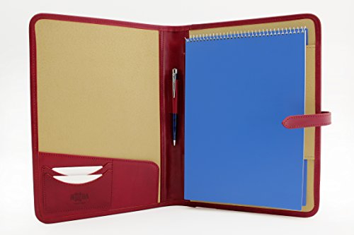 Premium A4-Konferenzmappe aus rotem Echtleder – Hochwertige Schreibmappe für Business & Präsentationen mit Dokumentenfach & Stiftschlaufe (Rot)