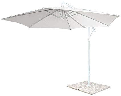 Milani Home s.r.l.s. Ombrellone da Giardino Diametro 3 Palo Laterale Bianco per Esterno, Ristorante Gelateria Bar Hotel Albergo