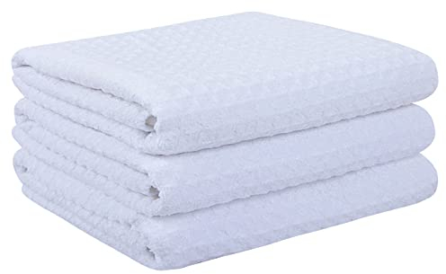 VIVOTE-Microfibre Tea Towels_Waffle Drying Kitchen Towels_Dish Cleaning Towel_Soft and Thick tea towel_ White T Towels 40X56cm (3pcs White)