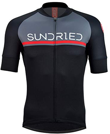 Sundried Mens Short Sleeve Cycling Jersey Road Bike Cycling Top Mountain Bike Shirt (Black, M)
