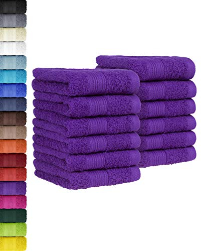 BaSaTex - 12er Pack Handtuch Set für Gäste - Seiftücher mit Aufhängeschlaufe aus weicher Baumwolle in 30x50 cm - Gästetücher für die Gesichtsreinigung Öko-Tex Standard 100 Zertifiziert - Lila
