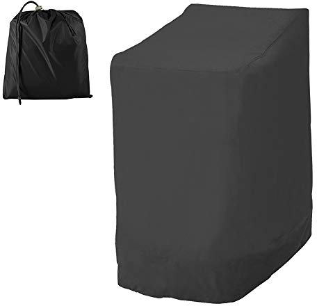 Housse Chaise Jardin Empilables 210D Oxford Imperméable, Couverture de Protection pour Fauteuils Patio Extérieur avec Corde Ajustable 114x85x65cm (210D, Noir)